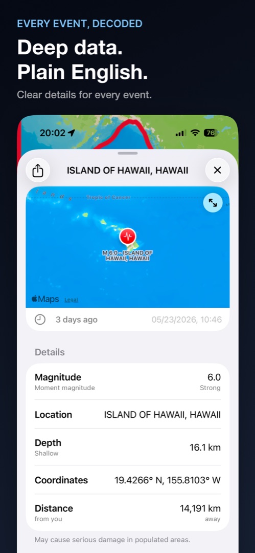 QuakeMate event details decoded in plain English