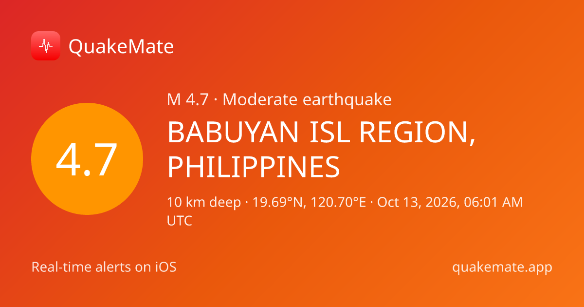 M 4.8 earthquake - Babuyan Isl region, Philippines - QuakeMate